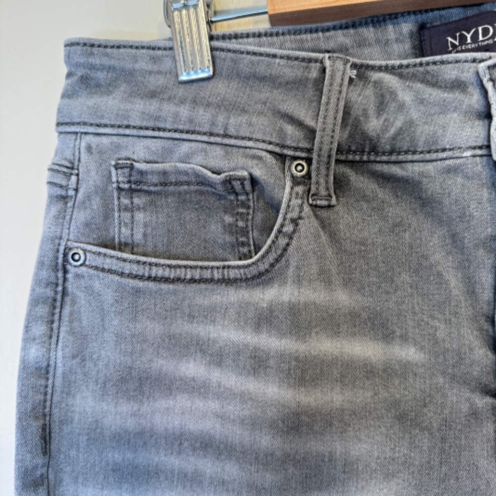 NYDJ | Marilyn Straight Lift X Tuck Technology Grey Wash Denim Stretchy Jeans - Picture 7 of 15